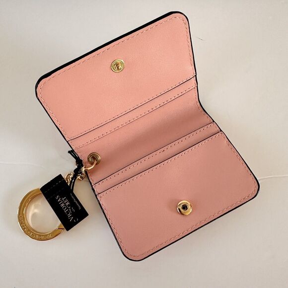 Victoria's Secret Pink Stripe Small Wallet 4 ID & Credit Cards Cash Keychain NWT - Picture 5 of 6